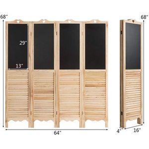 Paravento Pieghevole a 4 Pannelli Autoportante con Lavagna Personalizzabile in Legno e MDF - Product Image 6