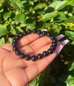Chakralume Natural <b>Black</b> <b>Tourmaline</b> Ball Beaded <b>Bracelet</b> for Protection Healing Energy Gift Jewelry Wholesale 8mm - Product Image 4