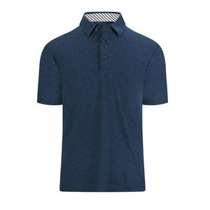 Polo en coton pour homme, manches courtes, coupe classique, tricoté, bordure contrastée, style décontracté, couleur unie - Product Image 1