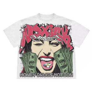 T-shirt pour homme surdimensionné à imprimé graphique, manches courtes, col rond, streetwear décontracté, design personnalisé, DTG, épaules tombantes, vintage - Product Image 3
