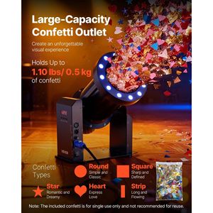Macchina Elettrica per Coriandoli 1500W con Luci LED, Potente Lanciatore di Coriandoli per Feste, Controllo DMX512 e Telecomando Manuale - Product Image 5