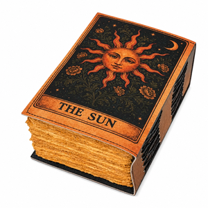 NEW ERA Diario Grimoire de Tapa Dura Cosida en Cuero con Diseño Solar, Libro de Hechizos de Fases, Diario de Sombras, Papel Vintage con Borde Rústico Antiguo 100 - Product Image 2