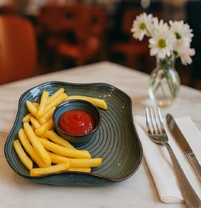 Restaurant Style French Fries <b>Plate</b> Classic <b>Ceramic</b> Green Steak <b>Plate</b> Stoneware Salad Noodle <b>Plate</b> for Home & Restaurant - Product Image 1
