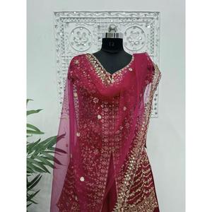 ผ้าไหมแบบโมโนปักเรียงตามลำดับสำหรับนักออกแบบวังกับลูกพีช Dupatta - Product Image 2