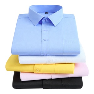 Chemise habillée à manches longues pour homme, 60% polyester 40% coton, chemise de travail formelle pour le bureau, chemise boutonnée avec poche poitrine pour homme - Product Image 6