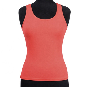 Workout Tank <b>Top</b> Women's Solid Coral Knitted Tank <b>Top</b> O-Neck Casual Summer Wear Regular Length Adult <b>Size</b> - Product Image 4