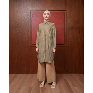 Chemisier long décontracté pour femme Rayla, taille XL, imprimé à carreaux, col halter en dentelle, coton et polyester, coupe ample, idéal pour l'automne - Product Image 6