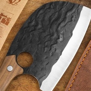 Custom Handmade Forged Carbon Steel Cleaver <b>Knife</b> Wood Handle Leather Sheath 8in 3.0mm Thick Blade Extra <b>Sharp</b> Modern - Product Image 3