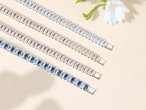 <b>Blue</b> <b>Sapphire</b> Moissanite Tennis <b>Bracelet</b> Silver Baguette Cut Gemstone <b>Bracelet</b> Elegant Luxury Jewelry Gift - Product Image 2
