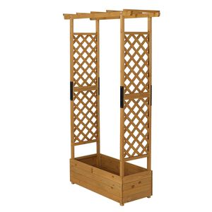 Fioriera Rialzata con Tettoia e Fori di Drenaggio, Contenitore Verticale per Piante Rampicanti - Product Image 1