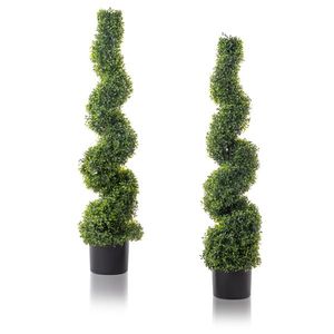 2 Piezas de Árbol Artificial de PVC en Espiral Verde de 115 cm, Artículo Decorativo de Primera Calidad para Exteriores - Product Image 2