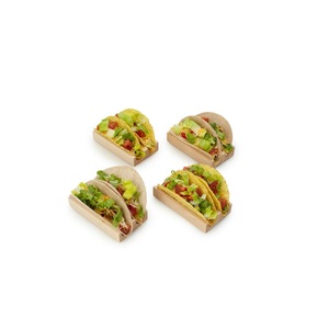 Support élégant pour tacos en bois d'acacia, design moderne en zigzag, présentoir alimentaire, plateau de service en bois esthétique pour les fêtes et la restauration - Product Image 5