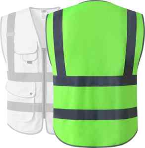 Chaleco de seguridad para mujeres y hombres, alta visibilidad, con bolsillos, cremallera frontal, chalecos de seguridad para trabajadores, chaleco de construcción, uniforme. - Product Image 3