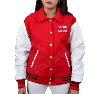 Custom made Mulheres Baseball & Softball Bomber Jaquetas Custom Letterman Elegante Bulk Atacado Lã Varsity jaquetas