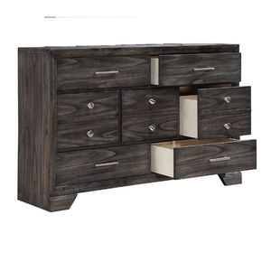 Cómoda Contemporánea de Madera Gris de 1 Pieza con Acabado en Madera Oscura y Cajones de Almacenamiento con Tiradores Metálicos - Product Image 3