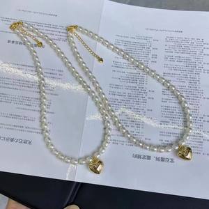 Collier de perles d'eau douce naturelles de Zhuji, perles de 5-6 mm, bijoux, pendentif d'amour - Product Image 1