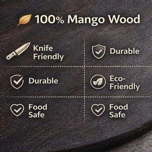 เขียงไม้มะม่วง 48x38 ซม. หนา 3 ซม. |   เขียงกันลื่นสำหรับงานหนักสำหรับห้องครัว |   เป็นมิตรกับสิ่งแวดล้อม ปราศจากสาร BPA ใช้งานง่าย - Product Image 6