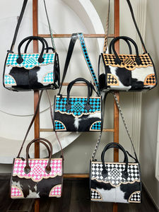 กระเป๋าสะพายไหล่หนังลายตารางหมากรุกสำหรับผู้หญิงกระเป๋าโท้ทของนักออกแบบแบรนด์ดังของ OEM ODM - Product Image 4