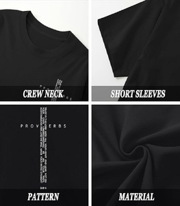 T-shirt noir respirant à manches courtes pour homme avec impression de versets bibliques et proverbes, col rond, en jersey de coton décontracté, logo frontal - Product Image 5
