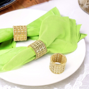 Vente chaude doré motif géométrique rond de serviette métal cercle serviette boucle table décoration rond de serviette en gros en vrac - Product Image 4