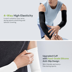 Manchons de bras respirants, protection solaire, compression, pour les sports de plein air, course à pied, cyclisme, tennis, basketball, équipement élastique léger - Product Image 2
