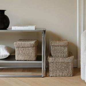 Cesta de mimbre con tapa, hecha a mano, para almacenamiento, venta al por mayor, ecológica, fabricada en Vietnam - Product Image 3