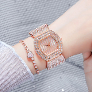 9773 Novedades 2022: Set de Reloj y Pulsera para Mujer, Relojes de Moda en Oro Rosa con Brillantes y Pulsera de Eslabones Cubanos - Product Image 2