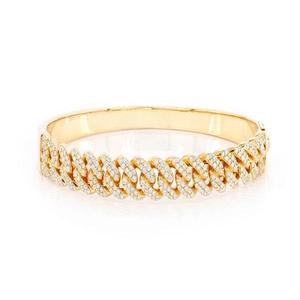 Pulsera de Cadena de Oro Amarillo de Lujo con Diamantes de Corte Brillante Redondo y Engaste en Canal, Unisex, para Uso Diario - Product Image 1