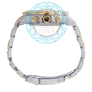 Reloj de cuarzo analógico de lujo para mujer con bisel de diamantes y esfera de cristal de zafiro, correa de acero inoxidable de 40 mm, cronógrafo con cierre plegable - Product Image 2