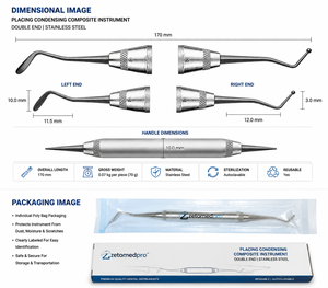 Outil dentaire manuel de restauration en acier inoxydable à double extrémité pour composite, Zetomed Pro - Product Image 5