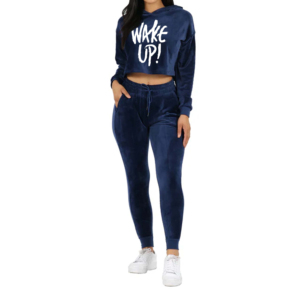Conjunto Deportivo de Terciopelo para Mujer, 2 Piezas, Sudadera Corta de Manga Larga y Pantalones Jogger, Ropa Deportiva Casual de Invierno, Venta al Por Mayor - Product Image 1