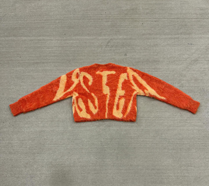 Cardigan en laine/viscose orange pour homme, tricoté, manches longues, motif uni, vêtements d'hiver - Product Image 1