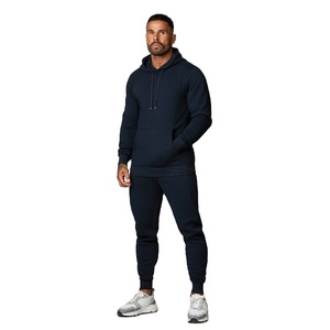 Survêtement Homme 2026 Bleu Marine Streetwear Uni avec Capuche, Tissu Brossé de Haute Qualité, Chevilles Côtelées, Respirant et Écologique - Product Image 1