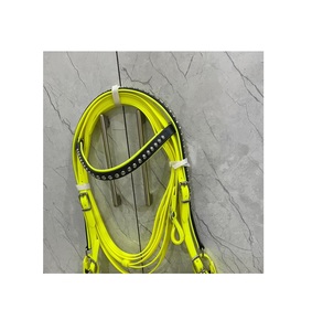 LLT Neon & Black Biothene (PVC) Metal Studded Horse Bridle <b>Set</b> with Comfortable & Durable Reins <b>Waterproof</b> 4 Sizes Custom Logo - Product Image 2