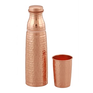 Hammered <b>Copper</b> <b>Bottle</b> With Secure Screw Cap Traditional Health Water Storage <b>Bottle</b> For Everyday Use - Product Image 5