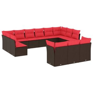 Ensemble de canapés de jardin en polyrotin marron 13 pièces avec coussins - Product Image 2