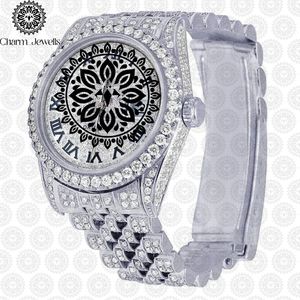 Montre de luxe pour femme Charm_Jewells en acier inoxydable, cadran rond de 38 mm, mouvement à quartz analogique, affichage de la date, fermoir pliant - Product Image 3