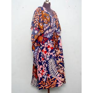 Robe longue kaftan en coton fleuri faite main pour femme indienne, imprimé au bloc à la main, idéale pour le printemps, l'été, comme cache-maillot de plage ou tenue d'intérieur - Product Image 5