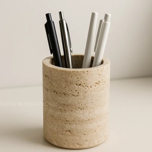 Portaplumas de Mármol Hecho a Mano de la Mejor Calidad, Diseño Moderno para Oficina en Casa, Organizador de Escritorio Promocional, Personalización con Troquelado - Product Image 1