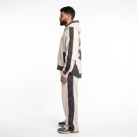 Ensemble de survêtement asymétrique en molleton 430 GSM pour homme, style streetwear avant-gardiste, deux pièces, avec logo brodé sur le devant, collection automne décontractée