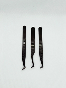 Pince à épiler haute performance en acier inoxydable noir, personnalisable avec étiquette privée, à 45, 75, 90 degrés, avec nano-adhérence et motif drapeau pour cils - Product Image 5