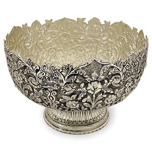 Cuenco redondo de plata Chapado en plata hecho a mano para decoración del hogar, Urli grabado a mano, centro de mesa, tazón para decoración y regalo - Product Image 2