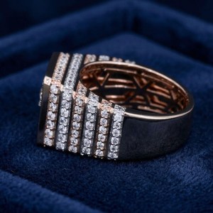 Ready to Ship Round Brilliant Cut VVS Clarity Lab Grown Diamond <b>Ring</b> 14K Rose Gold CVD Diamond Classic Hip Hop <b>Ring</b> For <b>Men</b> - Product Image 3
