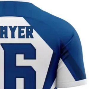 Ensemble de maillots de football bleu roi et blanc, uniforme de football personnalisé, vêtements de sport respirants pour équipe, maillot en polyester performant, OEM - Product Image 4