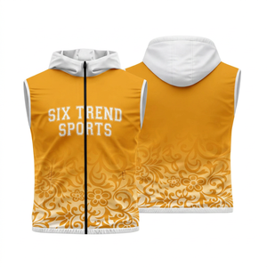เสื้อกั๊กมีฮู้ดแขนกุดสำหรับผู้ชาย Six Trend Sports ลายดอกไม้ ซิปด้านหน้า ระบายอากาศได้ดี ทรงปกติ สไตล์สปอร์ต - Product Image 1