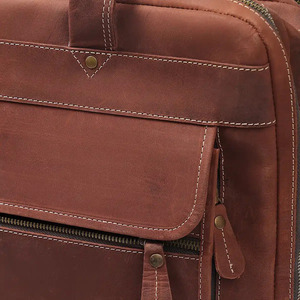 Leather <b>Laptop</b> Briefcase Classic Brown Shoulder Bag Large Capacity Handle Closure for Men Office Use - Office <b>Laptop</b> Leather bag - Product Image 5