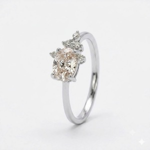 Anillo de compromiso solitario de oro macizo de 10K con diamante cultivado en laboratorio, corte ovalado, color E, claridad VVS2, 3.06CT, modelo VB-137SR. - Product Image 3