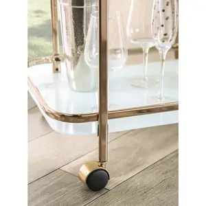 Chariot de service à boissons en métal fait main de luxe, chariot roulant de qualité supérieure pour hôtel, chariot à boissons moderne en métal pour restaurant, finition plaquée sécurisée - Product Image 3
