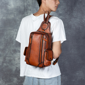 Bolso de Hombro para Hombre, Personalizable al por Mayor, de Cuero Genuino Vintage, Impermeable, Duradero, de Gran Capacidad, con Cierre de Cremallera - Product Image 3