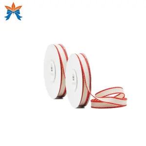 Cinta de algodón Natural, personalizada, 3/8 en marfil, rayas - Product Image 1